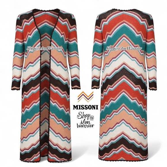 Missoni RARE crochet zigzag chevron long duster cardigan *shop@iamwarrior - Picture 4 of 16